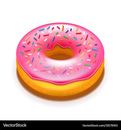 Pink Donut Isolated On White Royalty Free Vector Image