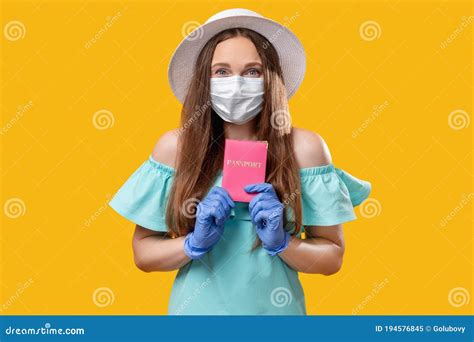 Immigration Woman Hand Holding Two Passports Isolated On White