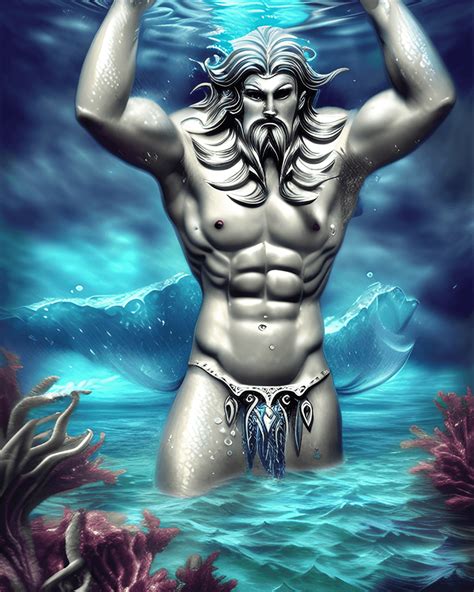 Digital Graphic Extremely Detailed Mythical Poseidon Underwater Gods