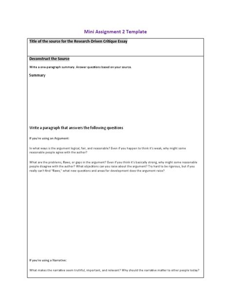 Mini Assignment 2 Template Pdf Essays Argument