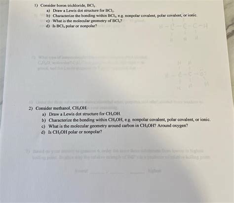 Solved 1 Consider Boron Trichloride Bcl3 A Draw A Lewis