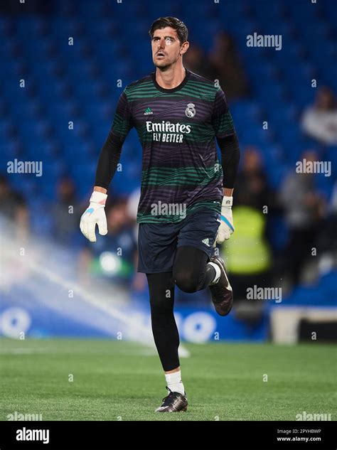 Thibaut Courtois of Real Madrid CF looks on during the La Liga ...