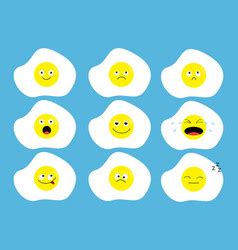 Easter Eggs Emoji Set Cute Funny Emotional Icons Vector Image