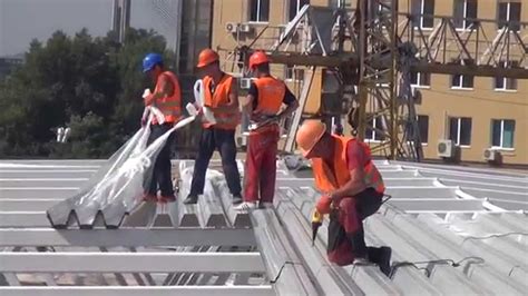 Монтаж профнастила кровельного - YouTube