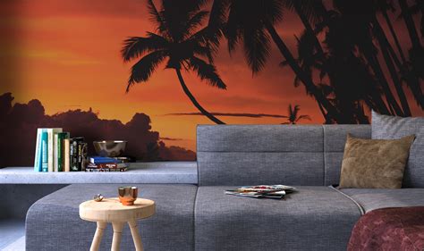 Golden Hour Palm Trees Wall Mural Wallpaper Fine Print Nyc