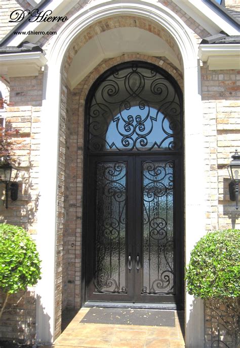 Id 606 102 Double Iron Door With Transom Wrought Iron Entry Doors Iron Front Door Double Front