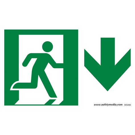 Safety Media Running Man Photoluminescent Glow In The Dark Exit Sign