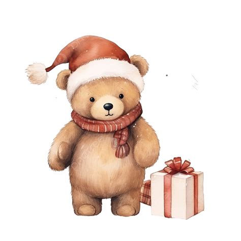 Adorable Christmas Greeting Card With Cute Bear Illustrations