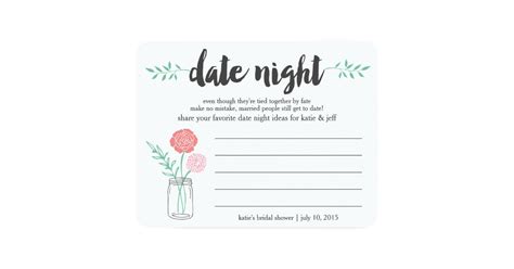 Bridal Shower Date Night Idea Card Mason Jar Zazzle