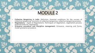 Module 2 Industrial Relations And Legislations Ppt