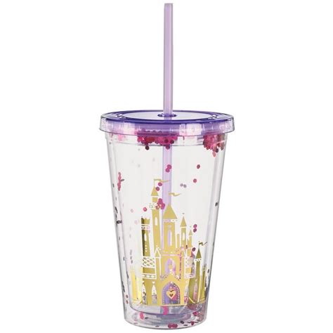 Glitter Disney Princess Plastic Cup with Lid & Straw, 16oz | Party City