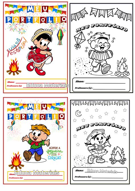 Capas Para Portf Lio Turma Da M Nica Festa Junina Educa Materiais