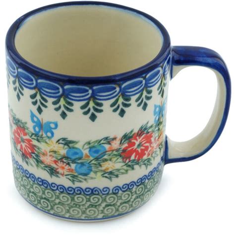 Polmedia Red Cornflower And Blue Butterflies Stoneware Coffee Mug