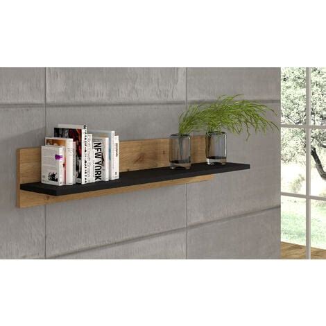 Estante De Pared NUKA G 100 Cm Roble Artesanal Negro