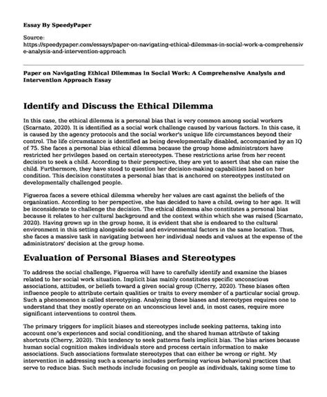 📚 Paper On Navigating Ethical Dilemmas In Social Work A Comprehensive Analysis And Intervention