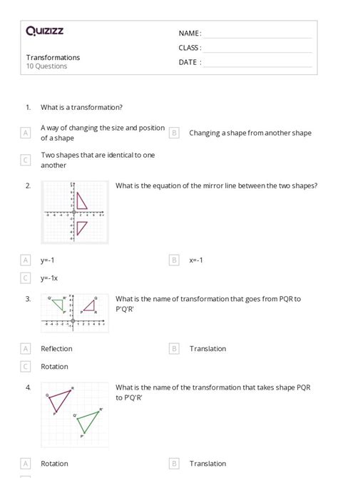 Transformations Unit Systry Worksheets Library