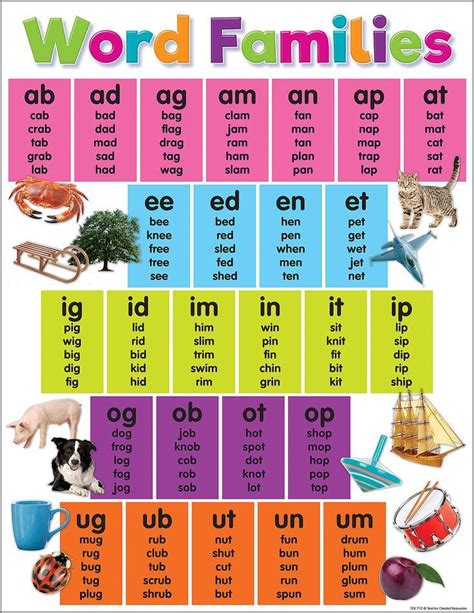 Colorful Word Families Chart Cm School Supply 774 Word Families