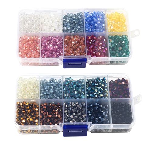 1 Box Czech Crystal Bicone Beads Kit For Making Jewelry Material Diy