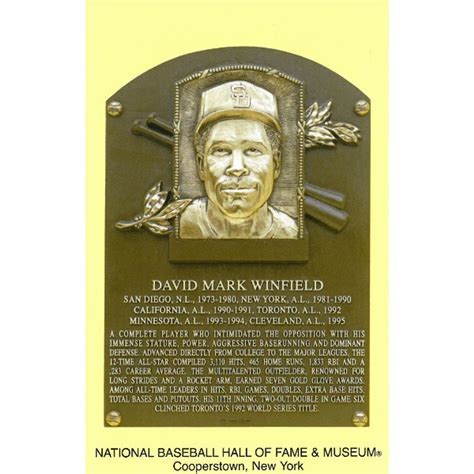 Dave Winfield Baseball Hall of Fame Plaque Postcard