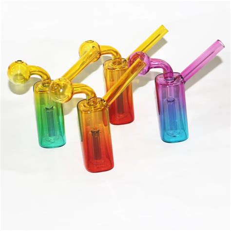 Mini Glass Oil Burner Bubbler Bong Hookah Water Pipes With Thick Pyrex Heady Recycler Dab Rig