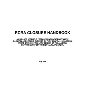 Fillable Online Rcra Closure Handbook Alabama Department Of Fax