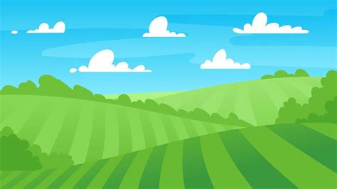 Spring green hills landscape. Farm, agriculture and garden. Vector ...