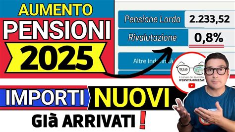 AUMENTO PENSIONI 2025 TUTTI I NUOVI IMPORTI Da GENNAIO ANTEPRIMA INPS