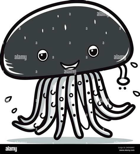 Cute Jellyfish Cartoon Character Vector Illustration Cute Cartoon