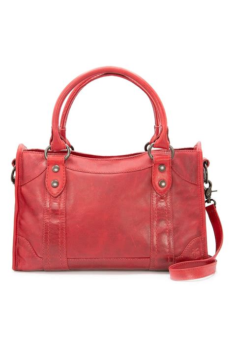 Buy Frye Melissa Zip Satchel Leather Handbag Red One Size At Amazon In