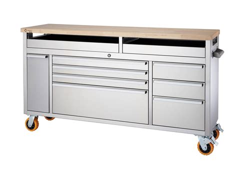 Trinity Pro® 66x19 Stainless Steel Rolling Workbench W Clampable Raised Top