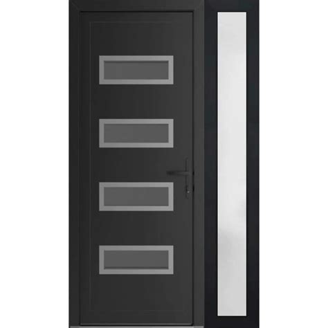 Vdomdoors 48 In X 80 In Left Handinswing Frosted Glass Matte Black