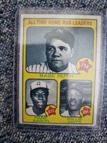 1973 Topps All Time Leaders 1 Willie Mays Babe Ruth Hank Aaron EBay