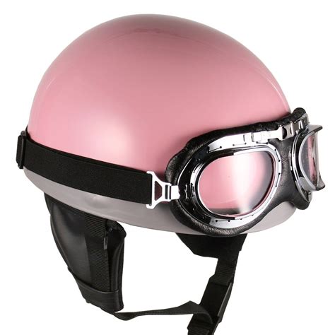 Amazon.com: Goggles Vintage German Style Half Helmet (Pink, Large ...