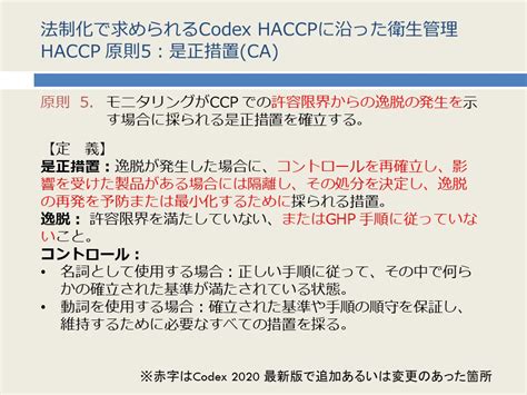 Codex Haccp 2020最新版に準拠 セクション1 Haccp原則編5：是正措置の確立 食品itnavi