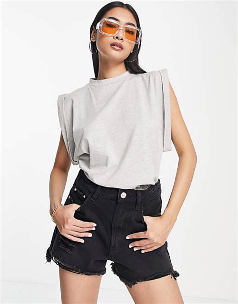 Asos Design Oversize T Shirt In Kalkgrau Mit Umgeschlagenen Ärmeln Asos