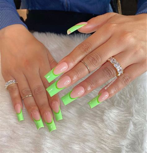 Pin By Kayla Sulak On Nails Green Acrylic Nails French Tip Acrylic