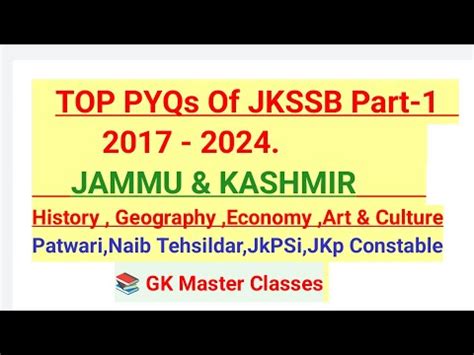 J K Gk Jkssb Pyqs Lec Jkssb Patwari Junior Assistant Naib