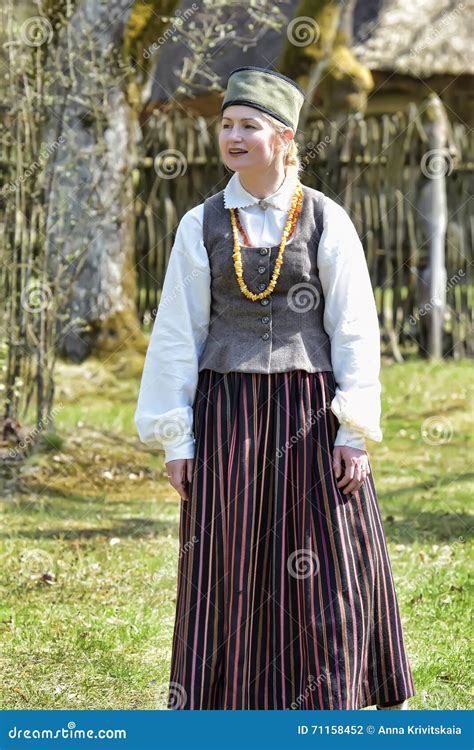 Latvia Woman in Traditional Dress Editorial Photography - Image of ...