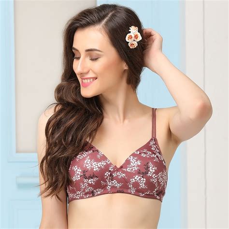 Buy Padded Non Wired Floral Print T Shirt Bra Maroon Online India Best Prices Cod Clovia