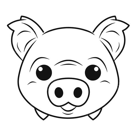 Pig Head Line Drawing