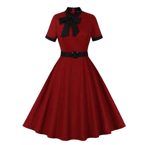 Trendvibe365 Tea Party Dresses For Woman 1950s 50s Retro Vintage Bow