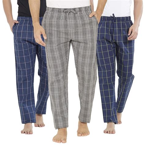 Xyxx Mens Super Combed Cotton Checkered Checkmate Pyjamas [pack Of 3