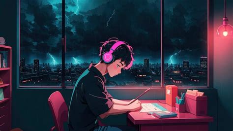 Premium Photo Lofi Boy Relaxing Study Session With Chill Vibes