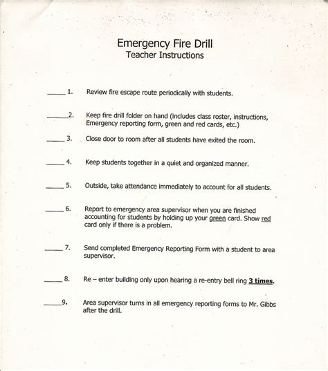 Classroom Fire Drill Procedures