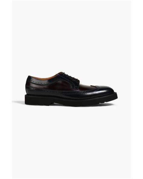 Paul Smith Count Perforated Polished Leather Brogues In Black For Men