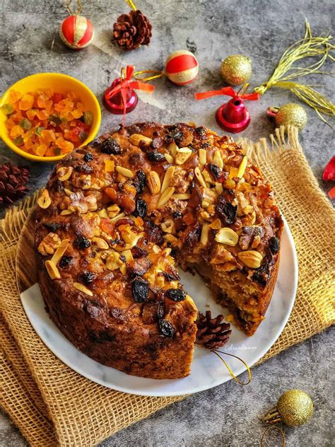 No Soak Eggless Christmas Fruit Cake Recipe Without Alcohol Cakeworkorange