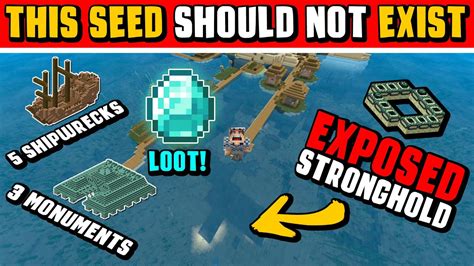 Insane Minecraft Seed Exposed Stronghold Floating Village Crazy Loot