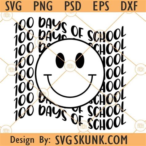 100 Days Of School Smiley Face Svg Smiley Face Svg Mile Svg Teacher