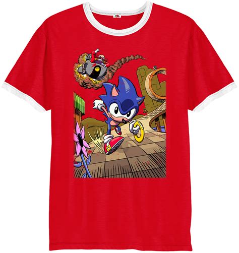 Sonic T Shirtsonic The Hedgehog Runningdr Eggman Ringer T Shirt