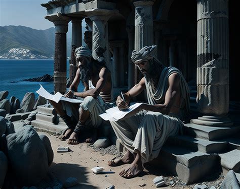 Krea Ai Ancient Greek Scribes Writing In Greek Temples On